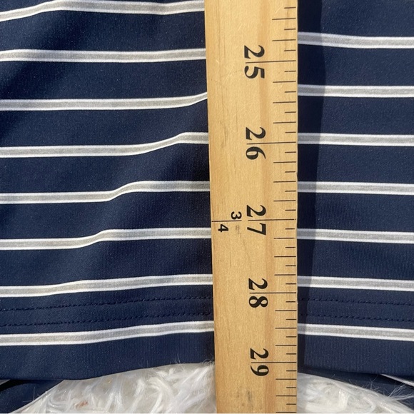 Peter Millar Summer Comfort Mens Polo Size Large Navy Gray Stripe Short Sleeve - Picture 7 of 8